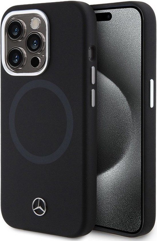 Mercedes-Benz Silicone Back Case for iPhone 15 Pro Max - Black