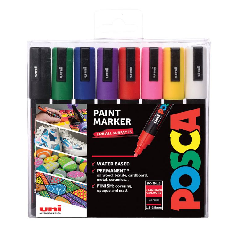 Uni-Ball Posca PC-5M Paint Marker Set - Assorted Colors - 8 Markers