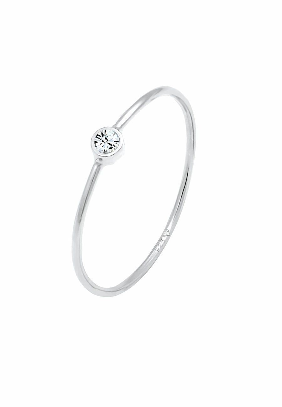 Elli Ring Dames Eenzaam met Kristal - 925 Sterling Zilver