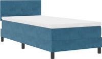 vidaXL LED Box Spring Bed Donkerblauw 90 x 200 cm Fluweel