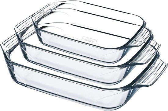 Pyrex Irresistible Ovenschaal - Set van 3 Stuks - Glas - Rechthoekig - 3.8L