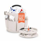 Avilia Opvouwbare multifunctionele emmer van 16 liter, organizer met 6 buitenzakken voor reinigingsmiddelen, ruimtebesparende, waterdichte mand voor huishouden, autowas en camping, compact en robuust