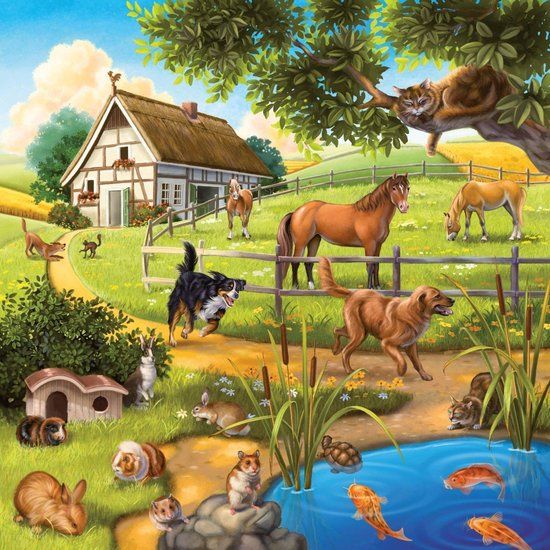 Ravensburger Kinderpuzzel - 09265 Bos/Dierentuin/Huisdieren - 3x49 Stukjes