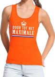 Bellatio Decorations Oranje Door tot het Maximale tanktop / mouwloos shirt voor dames - Koningsdag kleding L