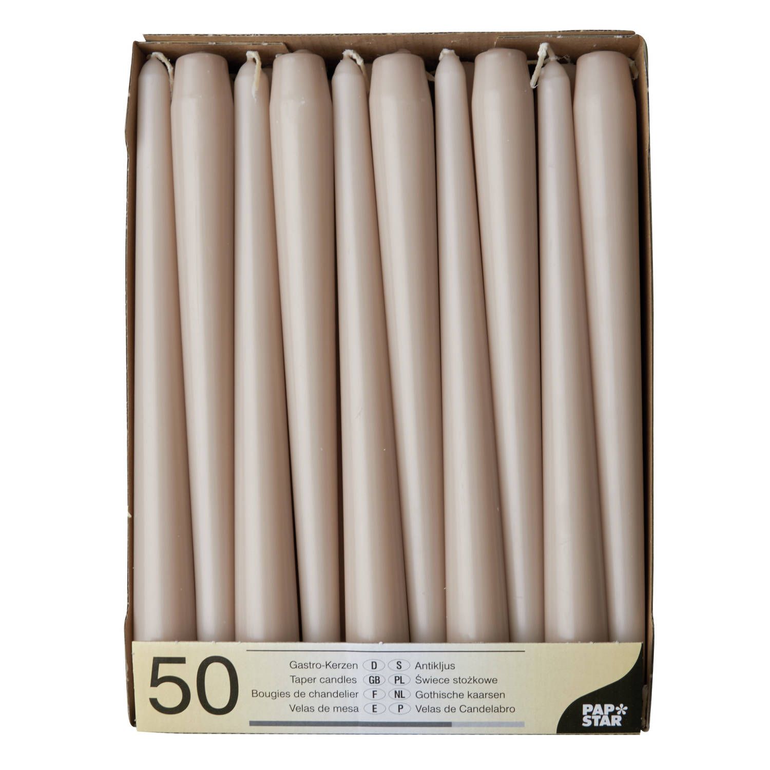 Conpax Candles 50x dinerkaarsen taupe bruin - 25 cm - 7 branduren
