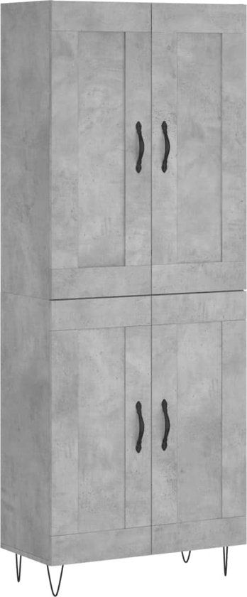 vidaXL Hoge kast 69,5x34x180 cm bewerkt hout betongrijs