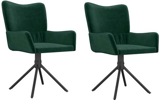vidaXL Eetkamerstoelen draaibaar 2 st fluweel donkergroen