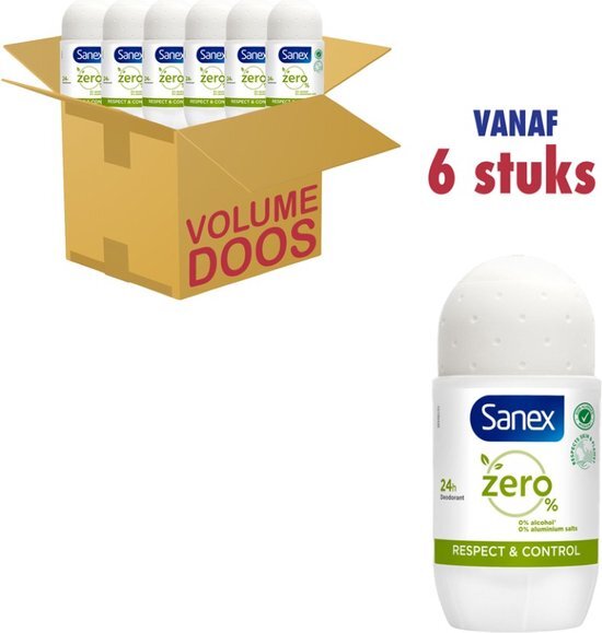 Sanex Zero% Protect & Control Roll-on Deodorant - 6 x 50 ml