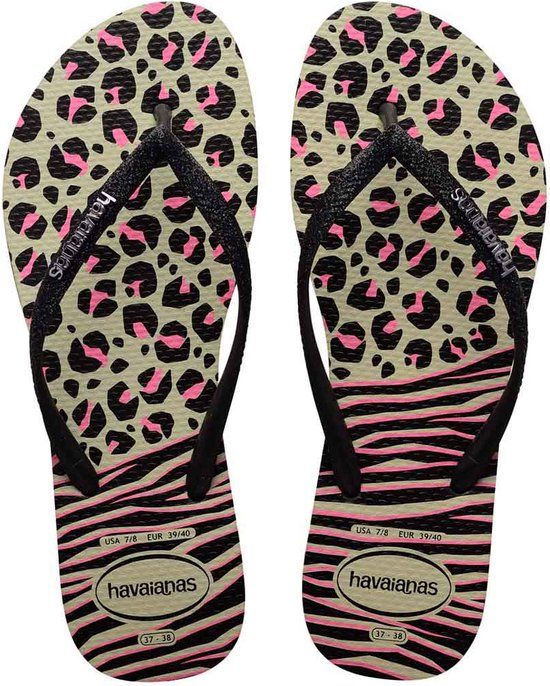 Havaianas Slim Animals Mix Teenslippers Dames - Zwart/Grijs - Maat 35/36