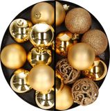 Decoris Boules de Noël - plastique - 28x pièces - or - 6 cm