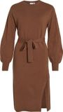 VILA VIRICKY L/S BELTED KNIT DRESS/1/KA Dames Maxi jurk Toffee XL