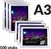 Kliklijstshop Kliklijst A3 | 100 Stuks A3 Kliklijsten | Zilver/Alu | Aluminium
