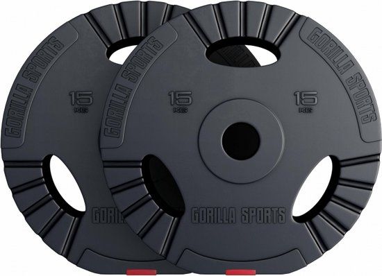 Gorilla Sports Olympische Halterschijven - 2 x 15 kg - 50 mm - Zwart