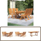 vidaXL 7-delige tuinset, massief acaciahout, 150-200 cm