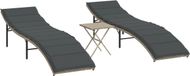 vidaXL Ligbedden 2 st met tafel poly rattan lichtgrijs