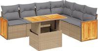 vidaXL 7-delige loungeset met kussens, polyrattan, beige
