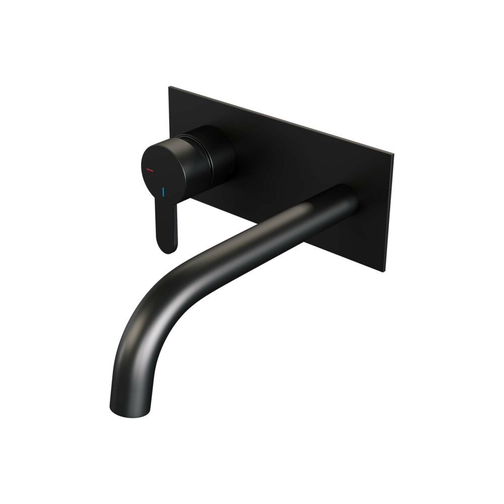 Brauer Black Edition Inbouw Wastafelkraan - Gebogen Uitloop - Zwart