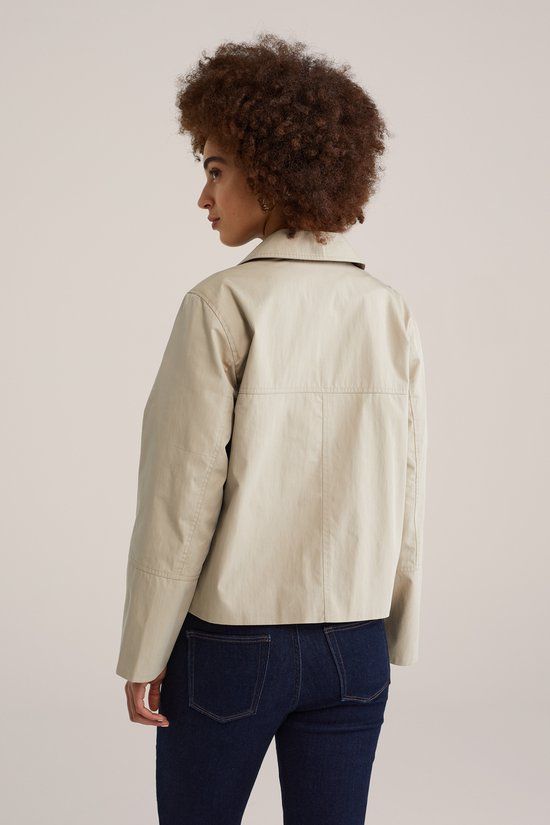WE Fashion Dames Korte trenchcoat Beige XS (32)
