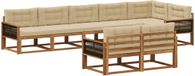 vidaXL - Salon de jardin en acacia - Naturel et beige - 8 places