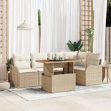 vidaXL Tuinbank - Set - 6 - st - Beige - Poly - rattan