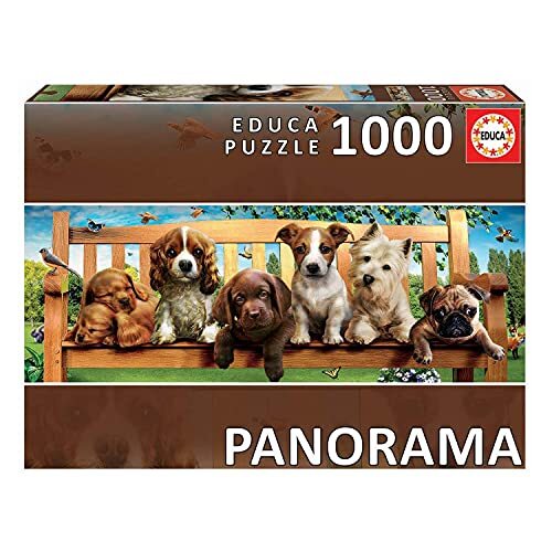 Educa 19038 Serie Panorama Puppy's op Le Banc. Panorama Puzzel 1000 stukjes Ref. 19038 Cranberry