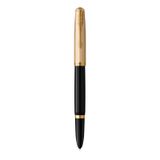 Parker 51 stylo plume | 18k or pur | résine noire | détail doré | plume fine avec encre noire | coffret cadeau