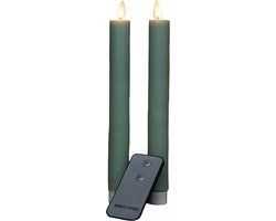 Anna's Collection Led dinerkaarsen - 2 stuks - Jade groen - 23 cm - Bewegende vlam