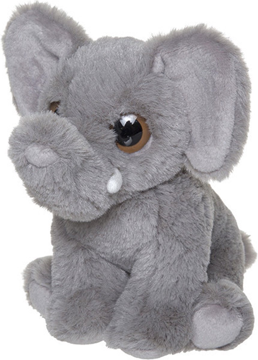 Nature Planet Pluche Olifant knuffeldier van 13 cm - Speelgoed dieren knuffels cadeau voor kinderen