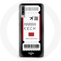 Maniacase Etui voor Samsung Galaxy A70 Vliegticket Marrakech Marokko