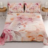 PETTI Artigiani Italiani - Sprei voor Frans bed, 220 x 260 cm, 100 g/m², omkeerbaar, voor Frans bed, licht dekbed, bloemen 2, 100% Made in Italy
