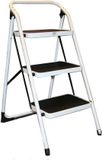 Merkloos Huishoudtrap keukentrap - wit metaal - 3 treden - 114 cm - antislip
