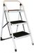Merkloos Huishoudtrap keukentrap - wit metaal - 3 treden - 114 cm - antislip