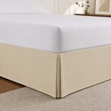 Cathay Home Dubbel geborstelde microvezel geplooide bedrok, crème, tweepersoons