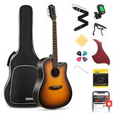 Donner Akoestische gitaar 4/4 Cutaway Beginner Kit - Sunburst met gigbag, tuner, riem, snaren, capo, plectrums