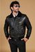 D'Arienzo Blouson cuir noir froissé bomber cuir vintage col lainé Taille 56/3XL Noir