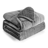 Pink Rhyme Cottonblue 20 lbs Queen Size, 152 x 200 cm grijze sherpa deken plaid sofa beddengoed zware deken voor volwassenen, zachte, gezellige fleece deken op queensize bed, pluche fleece minky