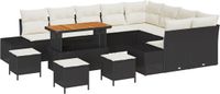 vidaXL Tuinbank Set Zwart Poly Rattan