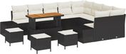 vidaXL Tuinbank Set Zwart Poly Rattan