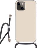 Lanyard pour iPhone 13 Mini - Beige - Coque en silicone avec cordon