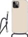 Lanyard pour iPhone 13 Mini - Beige - Coque en silicone avec cordon