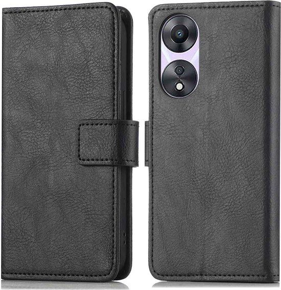 iMoshion Hoesje Oppo A58 - Book Case - Zwart - Met Pasjeshouder
