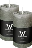 Wiedemann Cilinderkaars/stompkaars - 2x - rustieke kaars - lichtgrijs - 6 x 9 cm - 69 branduren