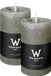 Wiedemann Cilinderkaars/stompkaars - 2x - rustieke kaars - lichtgrijs - 6 x 9 cm - 69 branduren