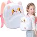 EDIBAZZAR Sac à dos en peluche pour enfants d'âge préscolaire, avec fermeture éclair, motif : chat blanc