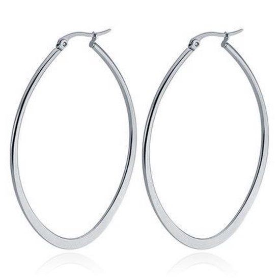 Cilla Jewels Ovale oorbellen Edelstaal Zilverkleurig-30mm