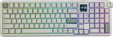 EPOMAKER RT100 Pro - Mechanisch Draadloos Toetsenbord - 100% - QWERTY - Retro Mechanical Keyboard met Draaiknop en Mini Scherm - Flamingo Switch - Retro White