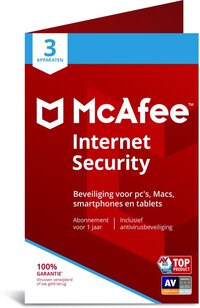McAfee Internet Security - Multi-Device - 3 Apparaten - 1 Jaar - Nederlands / Frans - Windows / Mac