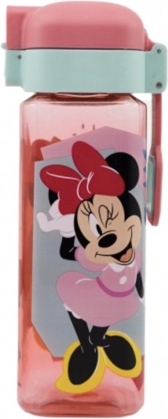 Stor Minnie Mouse vierkante drinkfles - roos - 550 ml