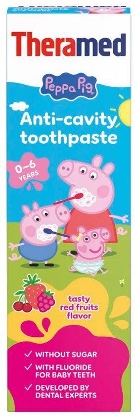 Theramed Junior Peppa Pig Red Fruits 0-6 Tandpasta