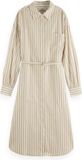 Scotch & Soda Gestreept Linnenmix Overhemdjurk Lange Mouw Beige 36